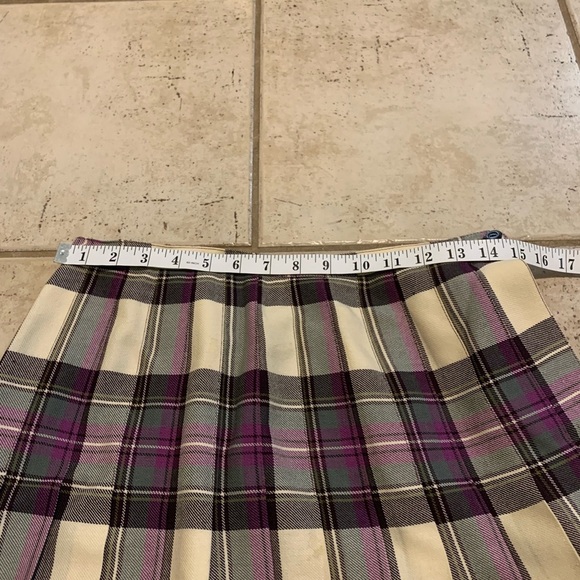Vintage 70s Aljean of Canada Pure Virgin Wool Plaid Pleated Midi Skirt Size 10 - Picture 5 of 6